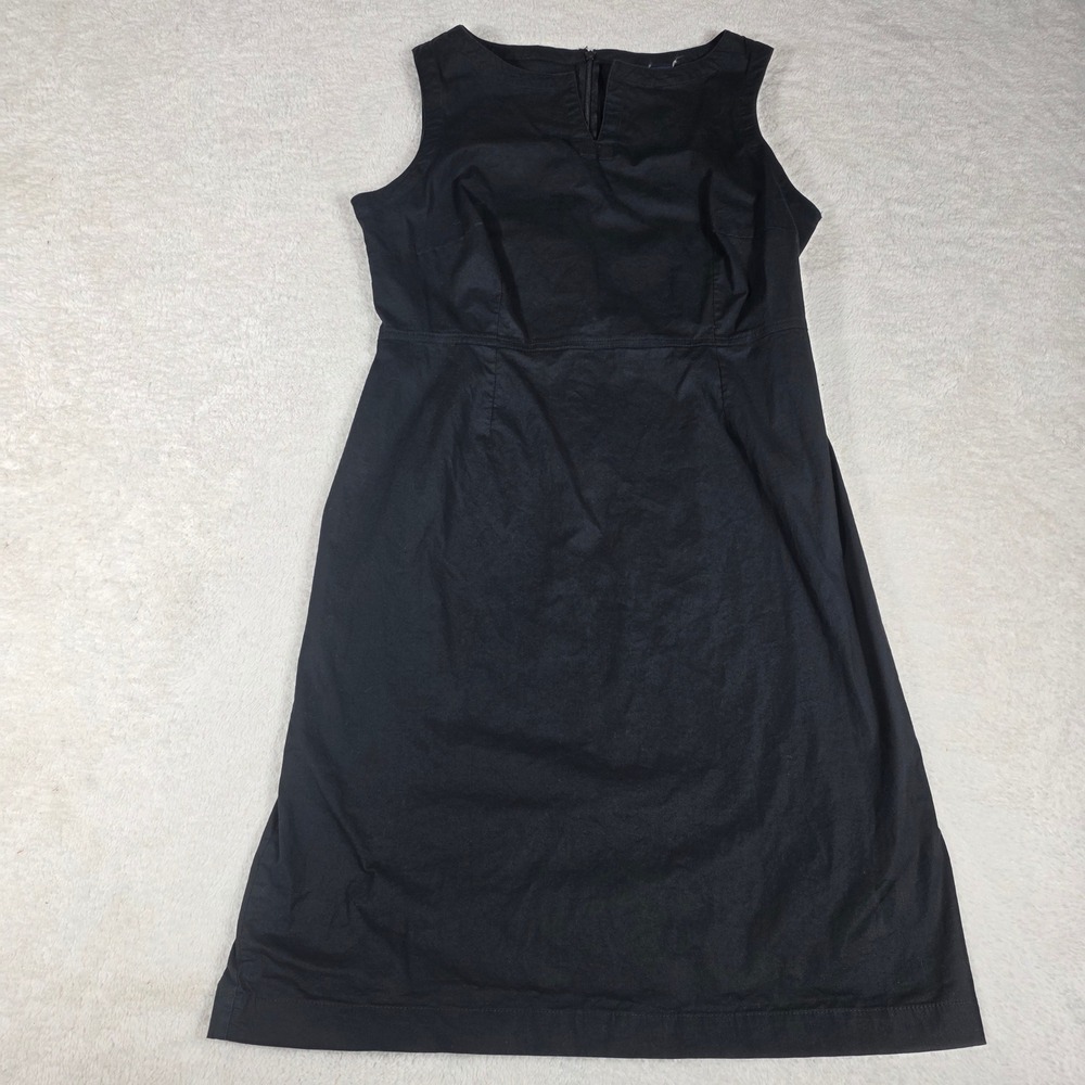 Gap Sheath Dress Women 10 Black Back Zip Split Neck Sleeveless LBD Office Wear